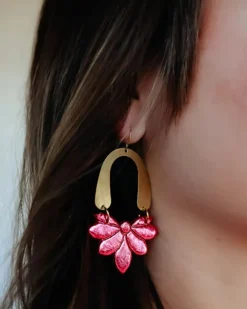 Arch Metallic Earring "Pink"<Allie Lynn's Boutique Shop