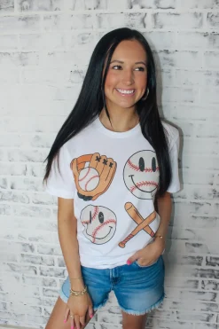 Baseball Smiley Graphic Tee<Allie Lynn's Boutique Best