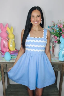 Blue Ric Rac Mini Dress<Allie Lynn's Boutique Store