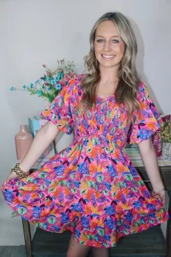 Bright Tropical Mini Dress<Allie Lynn's Boutique Clearance