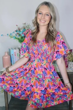 Bright Tropical Mini Dress<Allie Lynn's Boutique Clearance