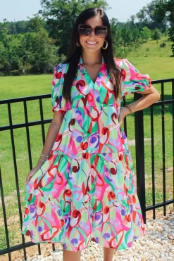 Color Pop Abstract Midi Dress<Allie Lynn's Boutique Sale
