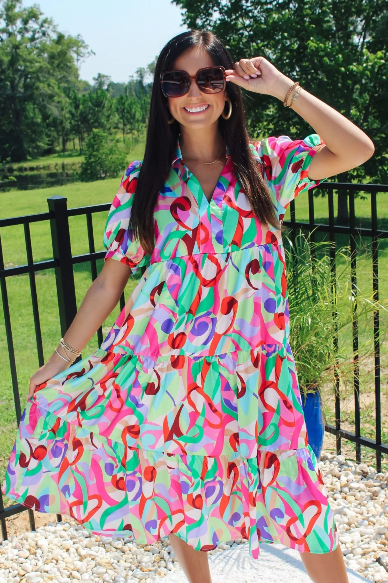 Color Pop Abstract Midi Dress<Allie Lynn's Boutique Cheap