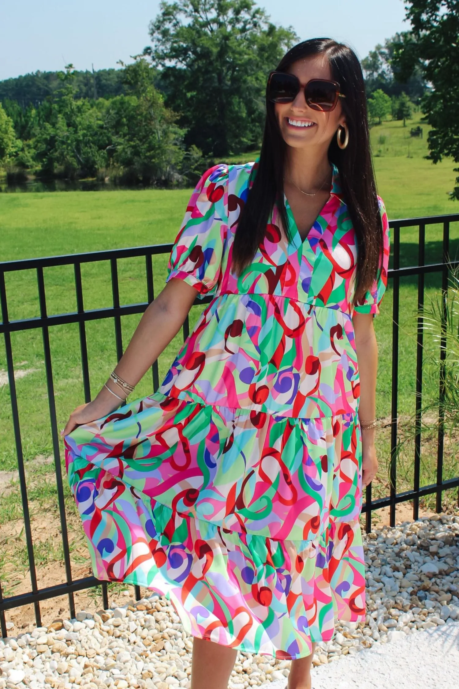Color Pop Abstract Midi Dress<Allie Lynn's Boutique Cheap