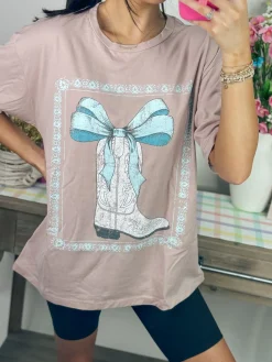 Cowboy Boots Bow Ribbon Vintage Graphic Tee<Allie Lynn's Boutique Fashion