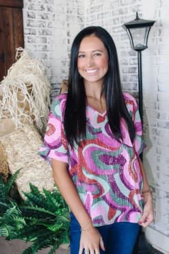Dancing Marvel Cuff Sleeve Top<Allie Lynn's Boutique Shop