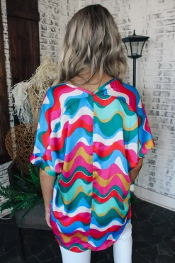 Dancing Waves Cuff Sleeve Top<Allie Lynn's Boutique Hot