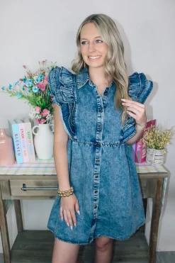 Denim Dreams Ruffle Dress<Allie Lynn's Boutique Shop