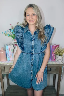 Denim Dreams Ruffle Dress<Allie Lynn's Boutique Shop
