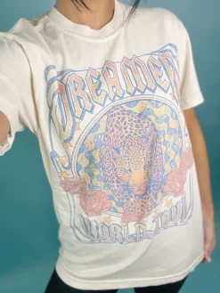 Dreamer Leopard World Tour Graphic Tee "Ivory"<Allie Lynn's Boutique Sale