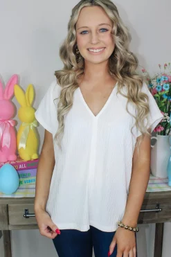 Elevated Textured Top "Off White"<Allie Lynn's Boutique Clearance