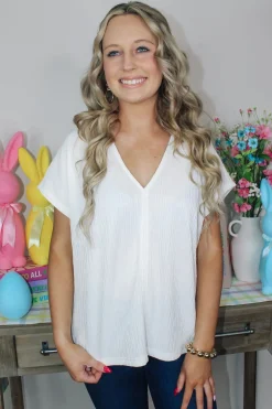 Elevated Textured Top "Off White"<Allie Lynn's Boutique Clearance