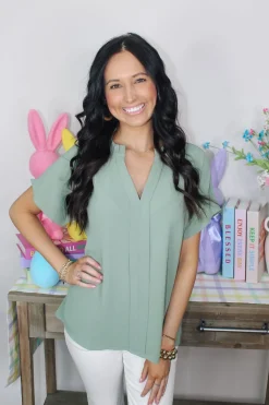 Essential Top "Sage"<Allie Lynn's Boutique Clearance