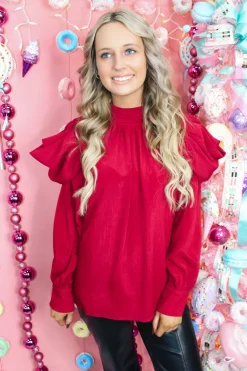 Fancy Holiday Top "Burgundy"<Allie Lynn's Boutique Shop