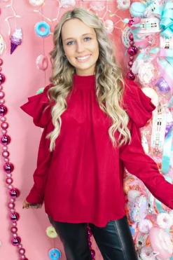 Fancy Holiday Top "Burgundy"<Allie Lynn's Boutique Shop
