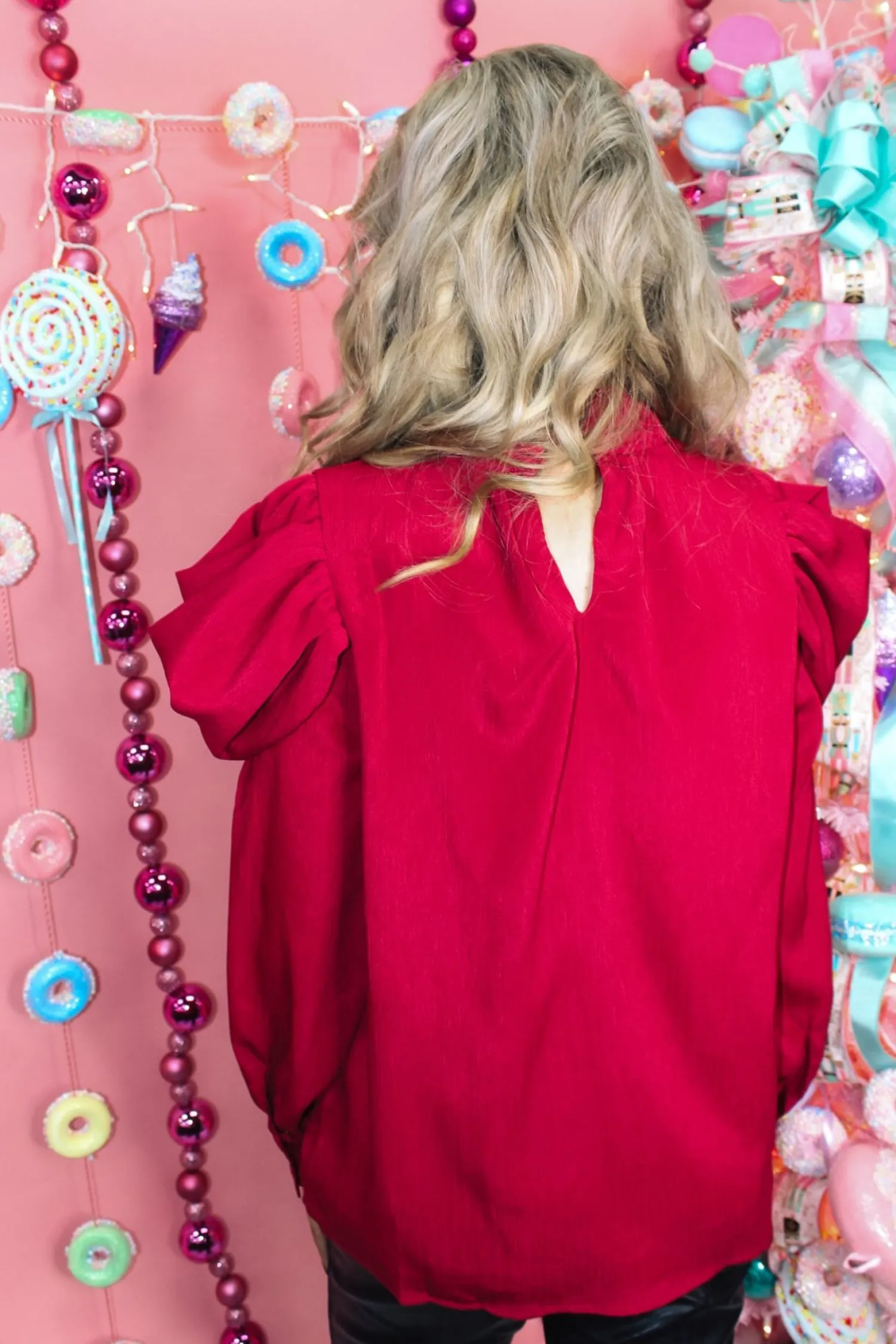Fancy Holiday Top "Burgundy"<Allie Lynn's Boutique Shop