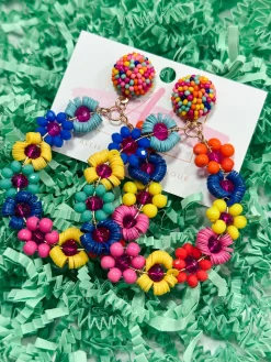 Fun Floral Earrings "Multi Color"<Allie Lynn's Boutique Hot