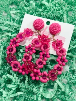 Fun Floral Earrings "Pink"<Allie Lynn's Boutique Clearance