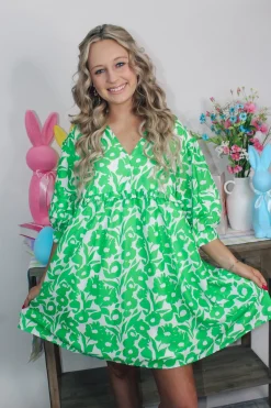 Giddy Green Floral Dress<Allie Lynn's Boutique Outlet