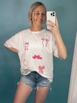 Glitter Bow Ribbons Graphic Tee<Allie Lynn's Boutique Hot