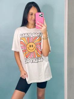 Good Vibes Sunny Days Oversized Graphic Tee<Allie Lynn's Boutique Discount
