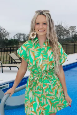 Green Palms Collared Romper<Allie Lynn's Boutique Fashion