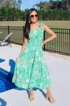 Green Smocked Maxi Dress<Allie Lynn's Boutique Discount