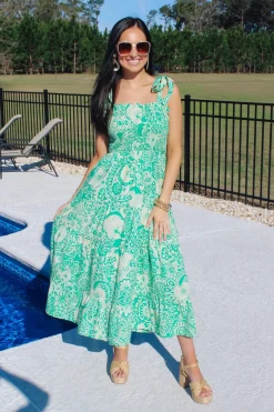 Green Smocked Maxi Dress<Allie Lynn's Boutique Fashion