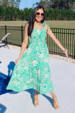 Green Smocked Maxi Dress<Allie Lynn's Boutique Fashion
