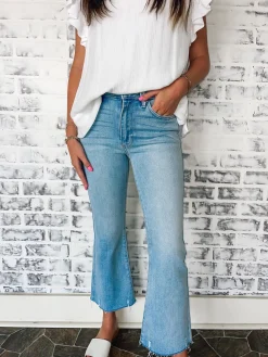 High Rise Crop Flare "Light Denim"<Allie Lynn's Boutique Cheap