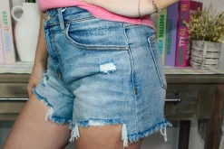 High Rise Distressed Shorts "Light"<Allie Lynn's Boutique Best Sale