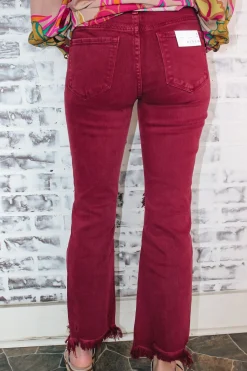High Rise Knee Distressed Pants 