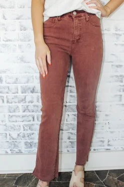 High Rise Straight Pants "Espresso"<Allie Lynn's Boutique New