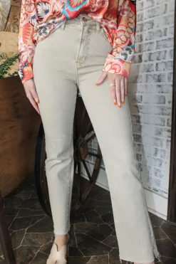High Rise Straight Pants "Sand"<Allie Lynn's Boutique Best Sale