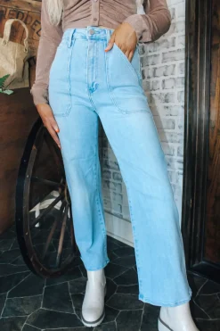 Hr Cargo Pocket Wide Leg Jeans "Light Denim"<Allie Lynn's Boutique Discount