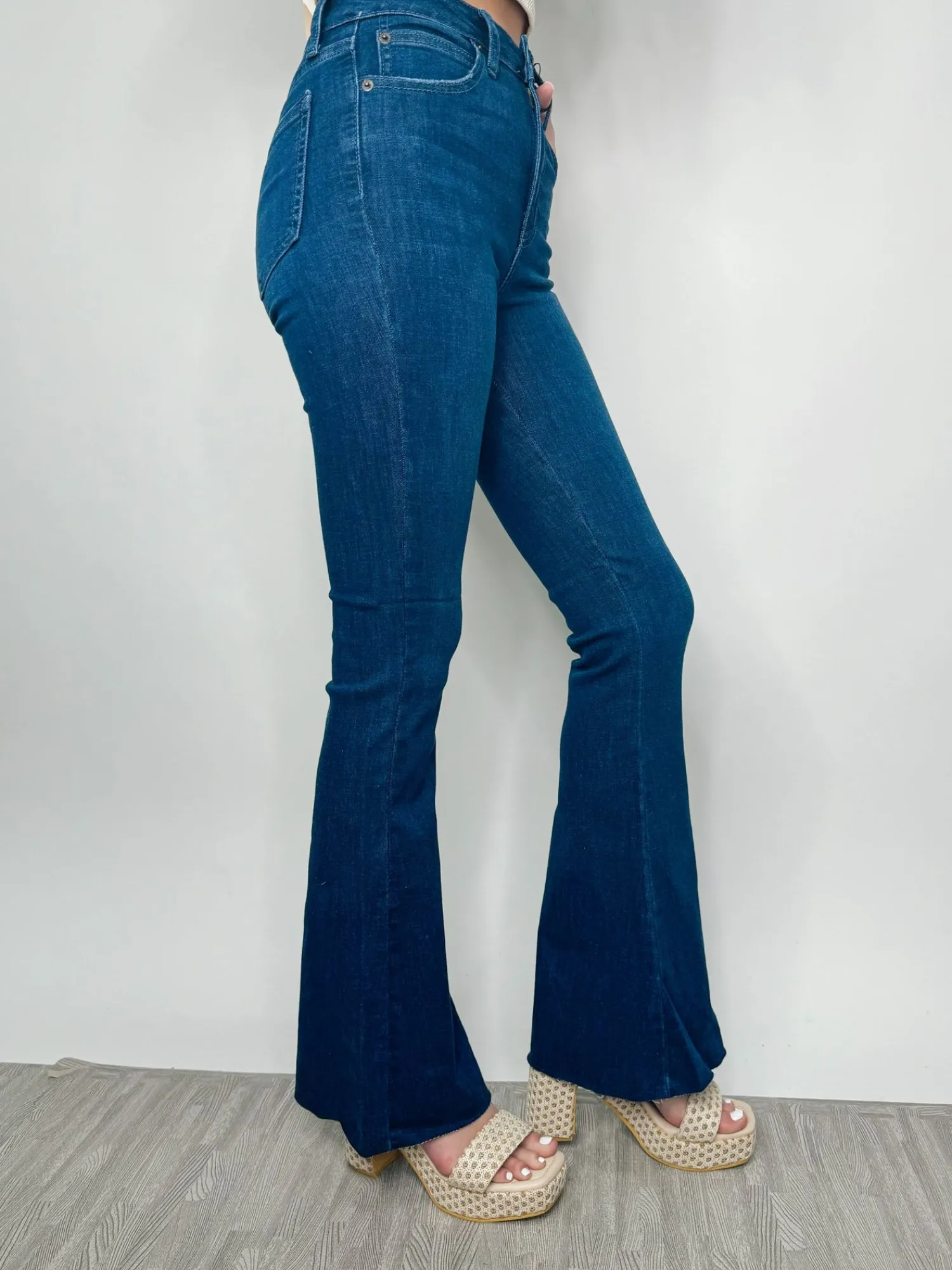 Hr Scissor Cut Bell Bottom "Dark Denim"<Allie Lynn's Boutique Clearance