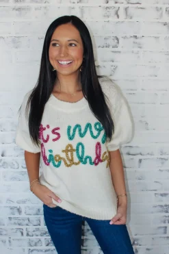 It'S My Birthday Sweater Top "Ivory"<Allie Lynn's Boutique Discount