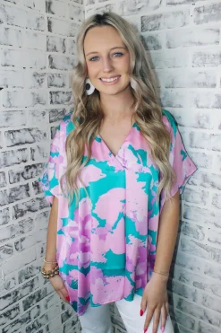 Jade Abstract Printed Top<Allie Lynn's Boutique Cheap
