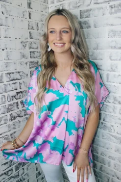 Jade Abstract Printed Top<Allie Lynn's Boutique Cheap