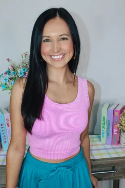 Knit Cropped Tank Top "Bright Mauve"<Allie Lynn's Boutique Sale