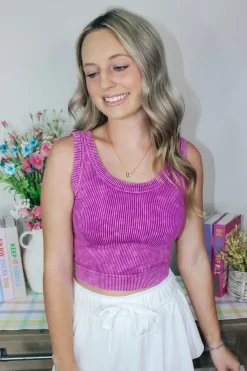 Knit Cropped Tank Top "Light Plum"<Allie Lynn's Boutique Store