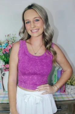 Knit Cropped Tank Top "Light Plum"<Allie Lynn's Boutique Clearance