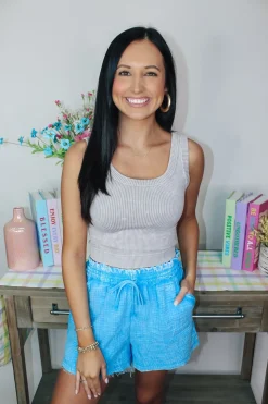 Knit Cropped Tank Top "Sleet"<Allie Lynn's Boutique Cheap