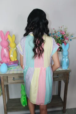 Lemon Blush Stripped Dress<Allie Lynn's Boutique Online