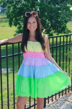 Limeade Colorblock Tiered Dress<Allie Lynn's Boutique Store