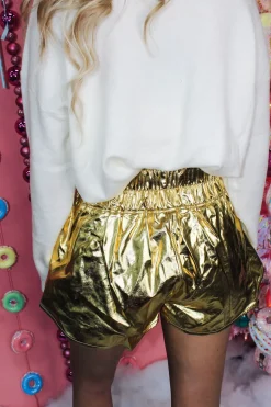 Metallic Faux Leather Skort 