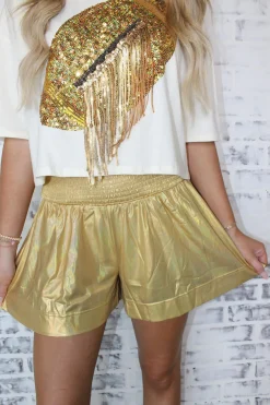 Metallic Shorts "Gold"<Allie Lynn's Boutique Flash Sale