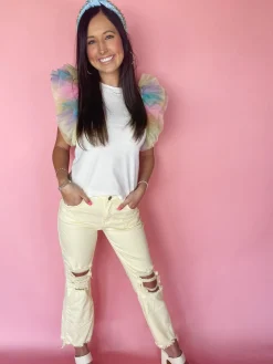 Multi Tulle Sleeve Top<Allie Lynn's Boutique Outlet