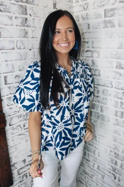 Navy U0026 White Mix Top<Allie Lynn's Boutique Best