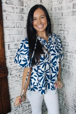 Navy U0026 White Mix Top<Allie Lynn's Boutique Best